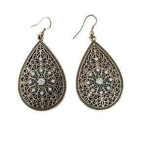 Gold filigree teardrop earrings